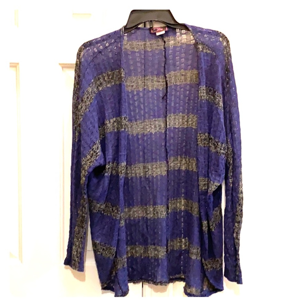 Blue and gray cardigan